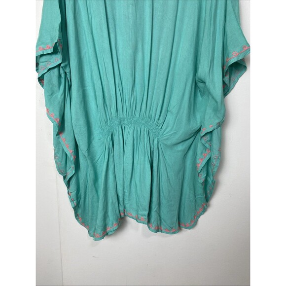 Raviya Swimsuit Coverup Size M Green Teal Women's Embroidered Trim Tunic Beach - Picture 9 of 16